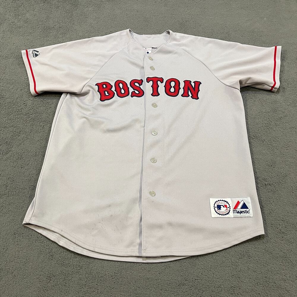 Majestic MLB Replica Away Jersey Gray Red Boston Sox David Ortiz 34 Men's Size M